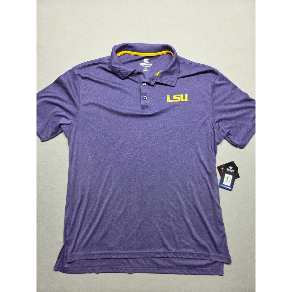 Colosseum LSU Tigers Mens XL Purple Heather Performance Polo Shirt KVPS10661 NWT